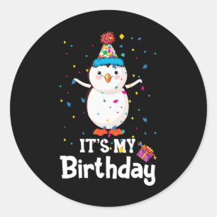 Sticker Rond Pingouin Birthday