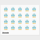 Sticker Rond Pingouin bleu (Feuille)