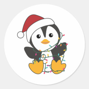 Sticker Rond Pingouin Christmas Snow Winter Animals