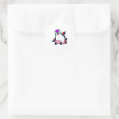 Sticker Rond Pingouin comme Patineur Inline avec Patins Inline (Sac)