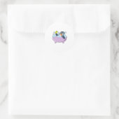 Sticker Rond Pingouin dans la baignoire avec canard (Sac)