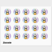 Sticker Rond Pingouin de dessin adorable (Feuille)
