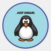 Sticker Rond Pingouin de dessin cool - Juste Chillin' Arctic Vi (Devant)