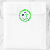 Sticker Rond Pingouin de golf premier anniversaire (Sac)