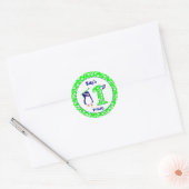 Sticker Rond Pingouin de golf premier anniversaire (Enveloppe)