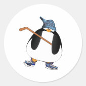 Sticker Rond Pingouin de hockey (Devant)