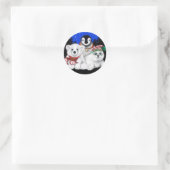 Sticker Rond Pingouin de Noël bébé phoque de l'ours polaire (Sac)