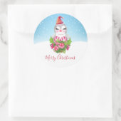 Sticker Rond Pingouin de Noël mignon à Santa Hat (Sac)