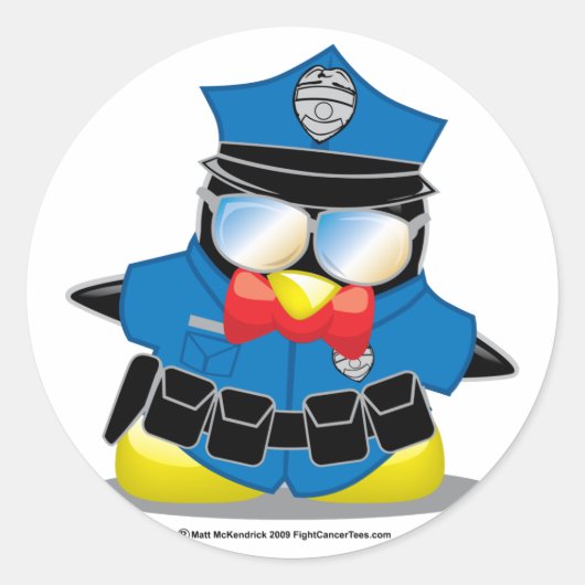 Sticker Rond Pingouin de police (Devant)