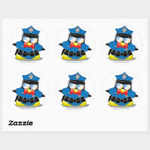 Sticker Rond Pingouin de police (Feuille)