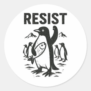 Sticker Rond Pingouin drôle résister à la conception Vintage