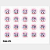 Sticker Rond Pingouin fille mignonne (Feuille)