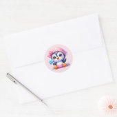 Sticker Rond Pingouin fille mignonne (Enveloppe)