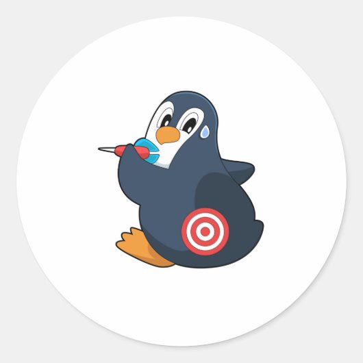 Sticker Rond Pingouin fléchettes fléchettes (Devant)