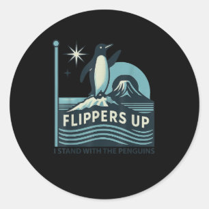 Sticker Rond Pingouin Flippers En Haut Je Me Trouve Avec Le Pin