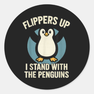 Sticker Rond Pingouin Flippers En Haut Je Me Trouve Avec Le Pin