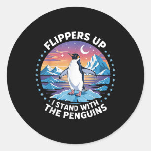 Sticker Rond Pingouin Flippers En Haut Je Me Trouve Avec Le Pin