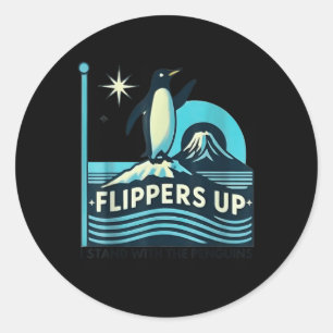 Sticker Rond Pingouin Flippers En Haut Je Me Trouve Avec Le Pin