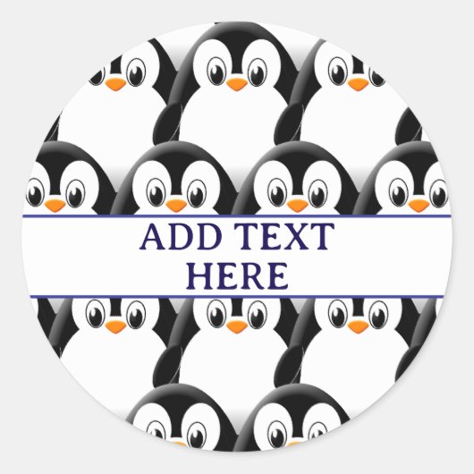 Sticker Rond Pingouin gras mignon sur tout l'impression Motif p (Devant)