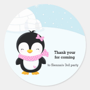 Sticker Rond Pingouin mignon