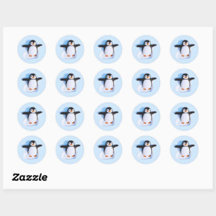 Sticker Rond Pingouin mignon