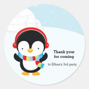 Sticker Rond Pingouin mignon