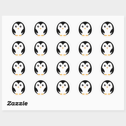 Sticker Rond pingouin mignon (Feuille)