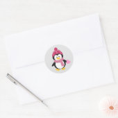Sticker Rond Pingouin mignon au coeur (Enveloppe)