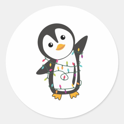 Sticker Rond Pingouin Noël Neige Animaux d'hiver Pingouins (Devant)