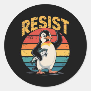 Sticker Rond Pingouin palmes vers le haut résiste aux pingouins
