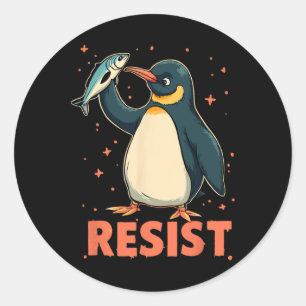 Sticker Rond Pingouin palmes vers le haut résiste aux pingouins