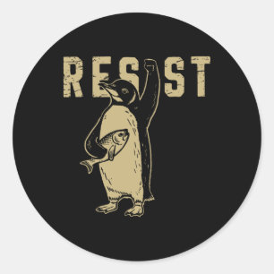 Sticker Rond Pingouin palmes vers le haut résiste aux pingouins