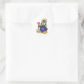 Sticker Rond Pingouin paysan avec merle (Sac)