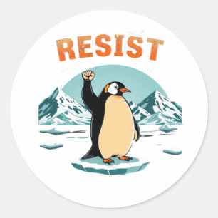 Sticker Rond Pingouin résiste Graphique Vintage Arctique