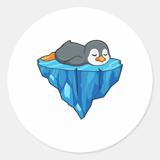 Sticker Rond Pingouin sur glace floc (Devant)