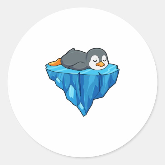 Sticker Rond Pingouin sur glace floc (Devant)