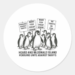 Sticker Rond Pingouins amusants contre les tarifs douaniers Hea
