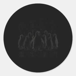 Sticker Rond Pingouins amusants contre les tarifs douaniers Hea
