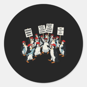 Sticker Rond Pingouins contre les droits de douane Drôle Pengui