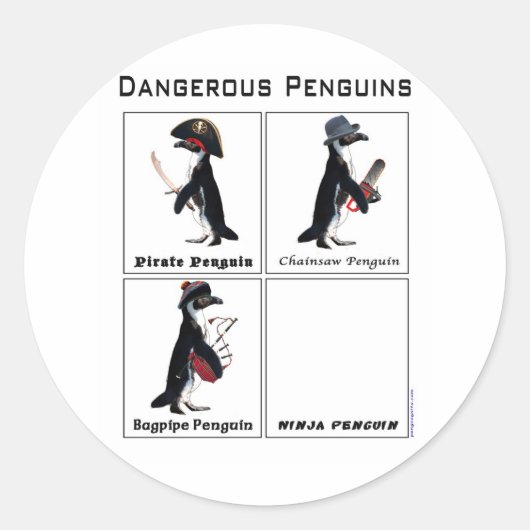 Sticker Rond pingouins dangereux (Devant)