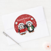 Sticker Rond Pingouins de Noël mignons (Enveloppe)