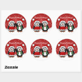 Sticker Rond Pingouins de Noël mignons (Feuille)