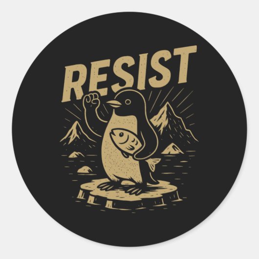 Sticker Rond Pingouins Graphiques Drôle Résistent Pingouin Cont (Devant)