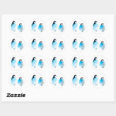 Sticker Rond Pingouins mignons aquarelle (Feuille)
