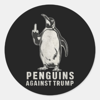 Sticker Rond Pingouins, palmes, pingouins du doigt moyen contre