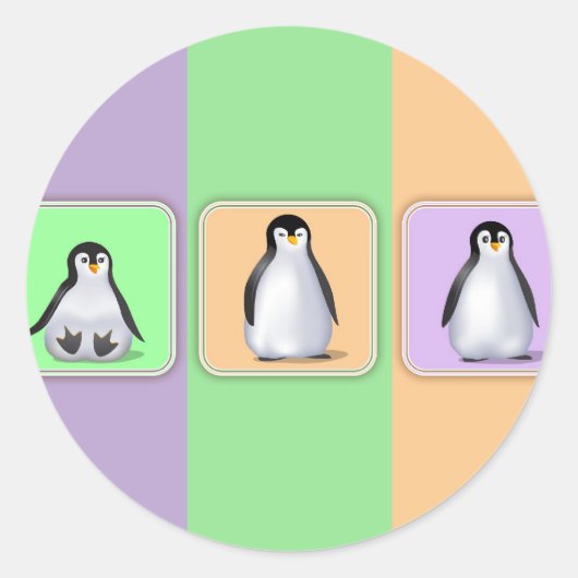 Sticker Rond Pingouins pour bébés (Devant)