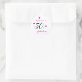 Sticker Rond Pink 50 fabuleux coeurs typographie 50e anniversai (Sac)