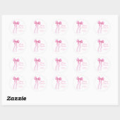 Sticker Rond Pink a Bow Girl Baby shower (Feuille)