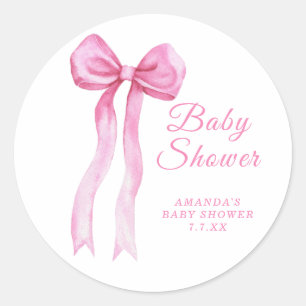 Sticker Rond Pink a Bow Girl Baby shower