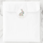 Sticker Rond Pink and Blue Wildflower Easter Rabbit (Sac)